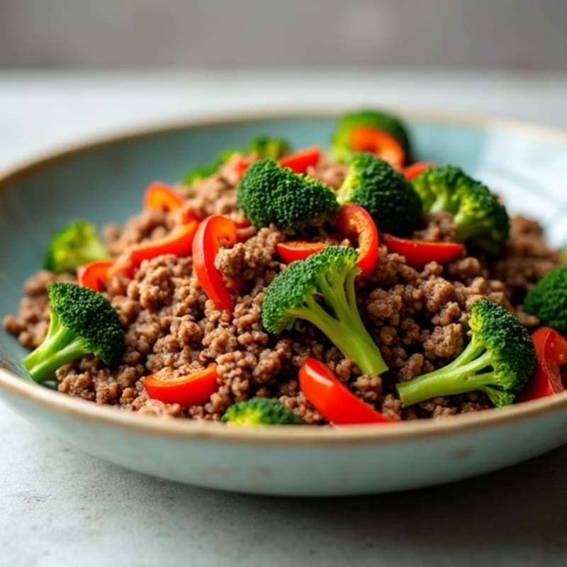 Lean Ground Beef Stir-Fry with Broccoli and Bell Peppers