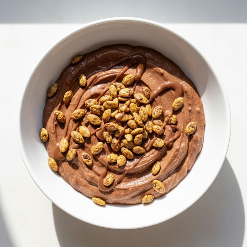 Silky Chocolate Protein Pudding with Toasted Pumpkin Seeds