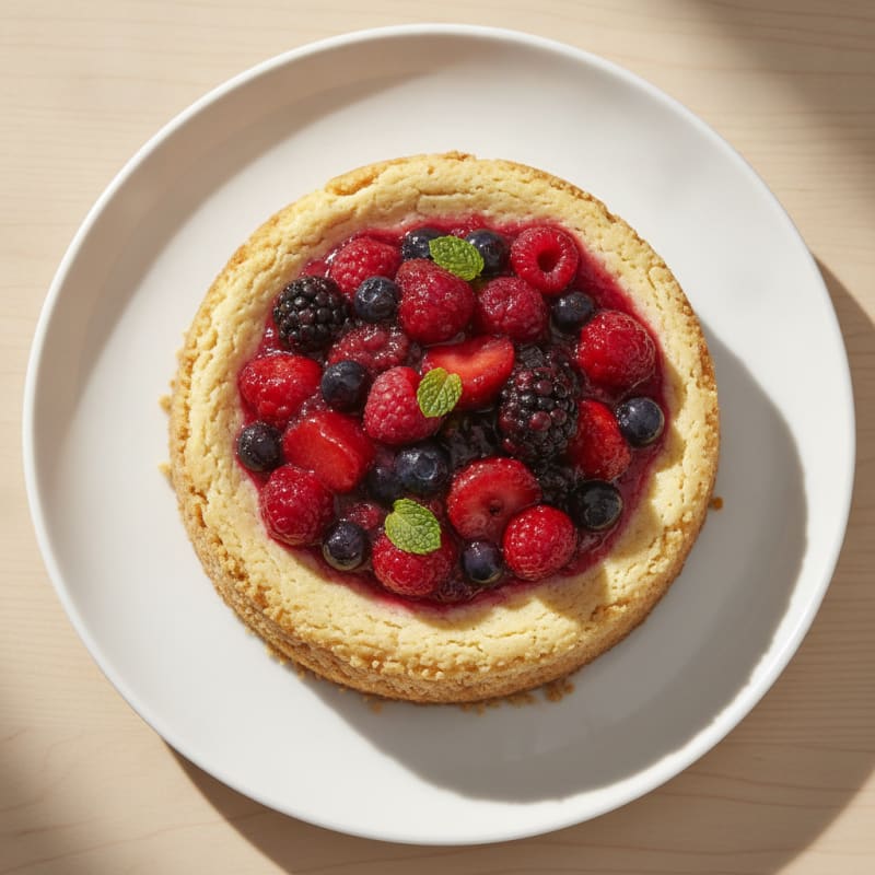 Greek Yogurt Protein Cheesecake with Mixed Berries