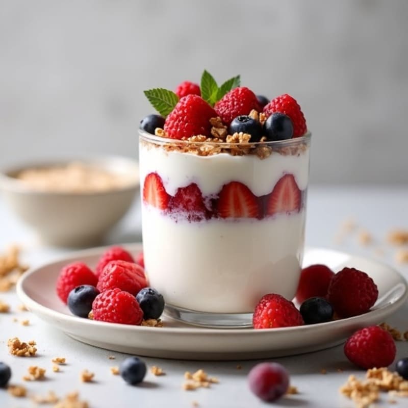 Creamy Greek Yogurt Parfait with Mixed Berries and Almond Butter
