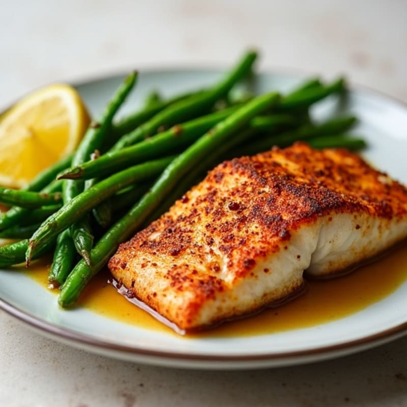 Cajun Blackened Catfish with Roasted Green Beans