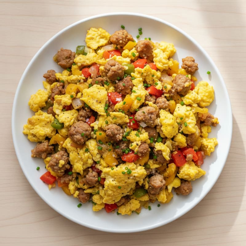 Sausage and Bell Pepper Scramble