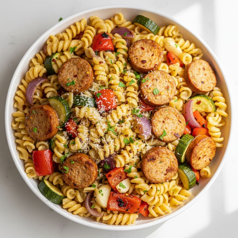 Chicken Sausage Pasta with Roasted Vegetables