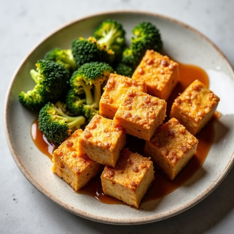 Crispy Baked Peanut Tofu with Roasted Broccoli
