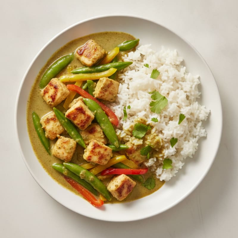 Green Curry Chicken with Coconut Rice