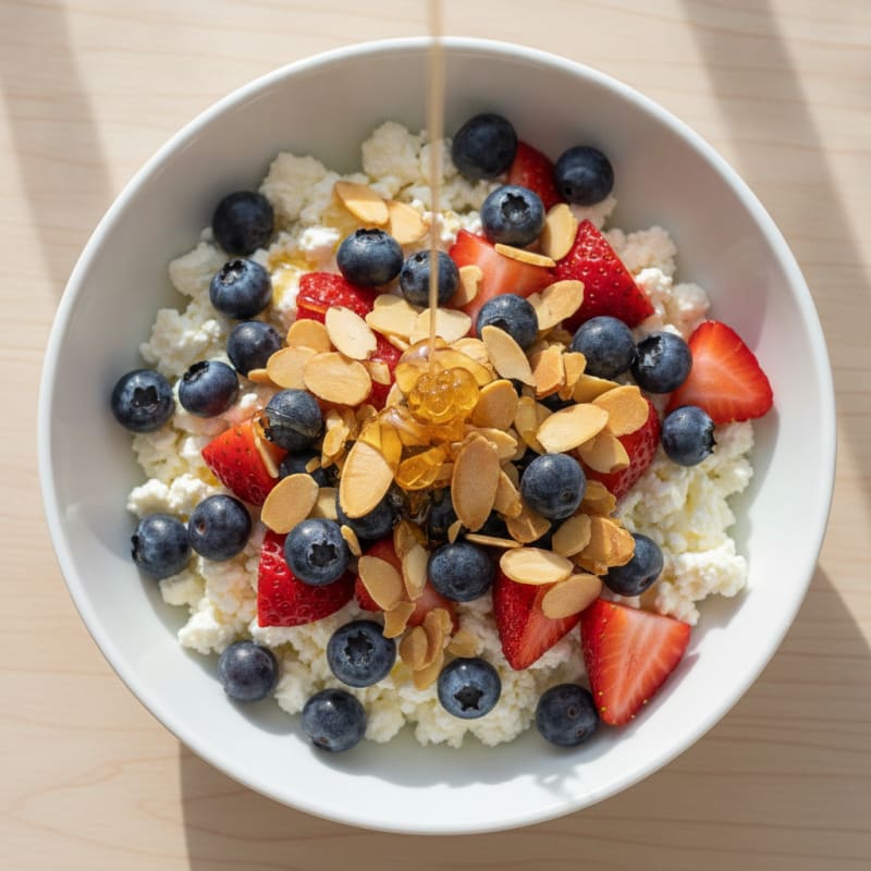 Cottage Cheese Berry Bowl with Toasted Almonds