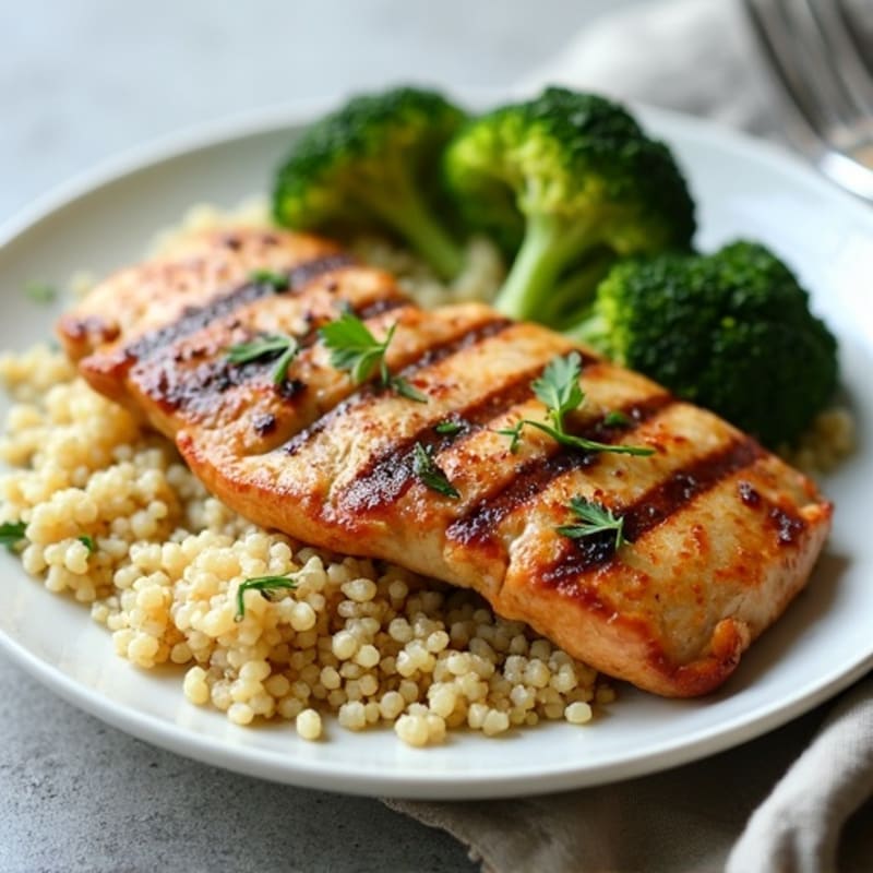 Grilled Turkey Breast with Quinoa and Roasted Broccoli