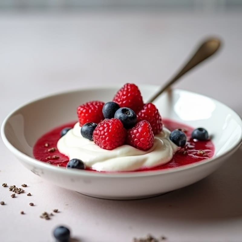 Silky Vanilla Protein Yogurt with Mixed Berries