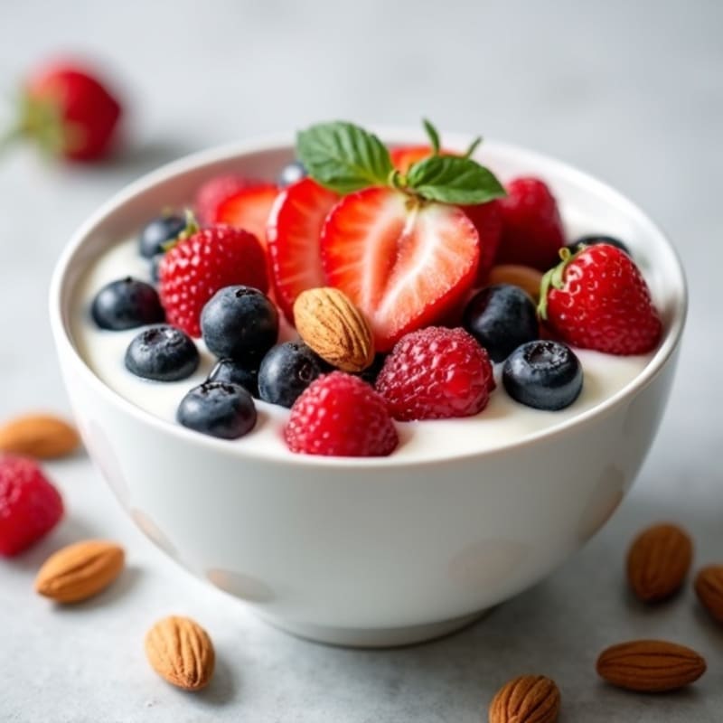 Creamy Greek Yogurt with Fresh Berries and Crunchy Almonds