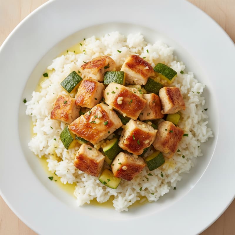 Lemon Garlic Chicken with Steamed Rice