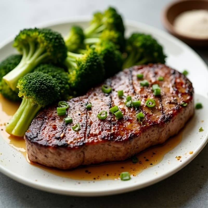 Juicy Pan-Seared Sirloin with Crispy Roasted Broccoli