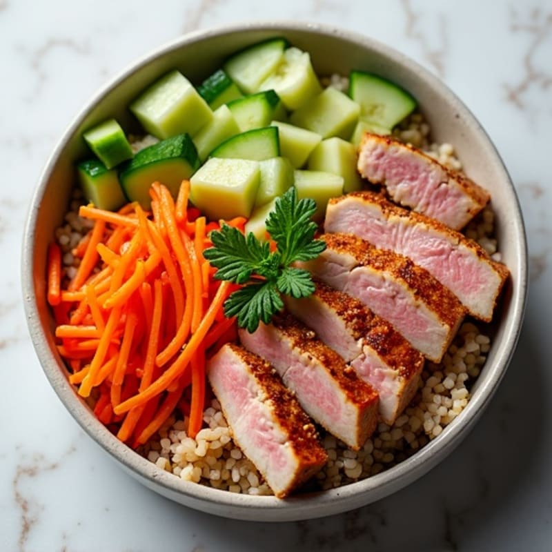 Sesame-Ginger Tuna Rice Bowl with Fresh Vegetables