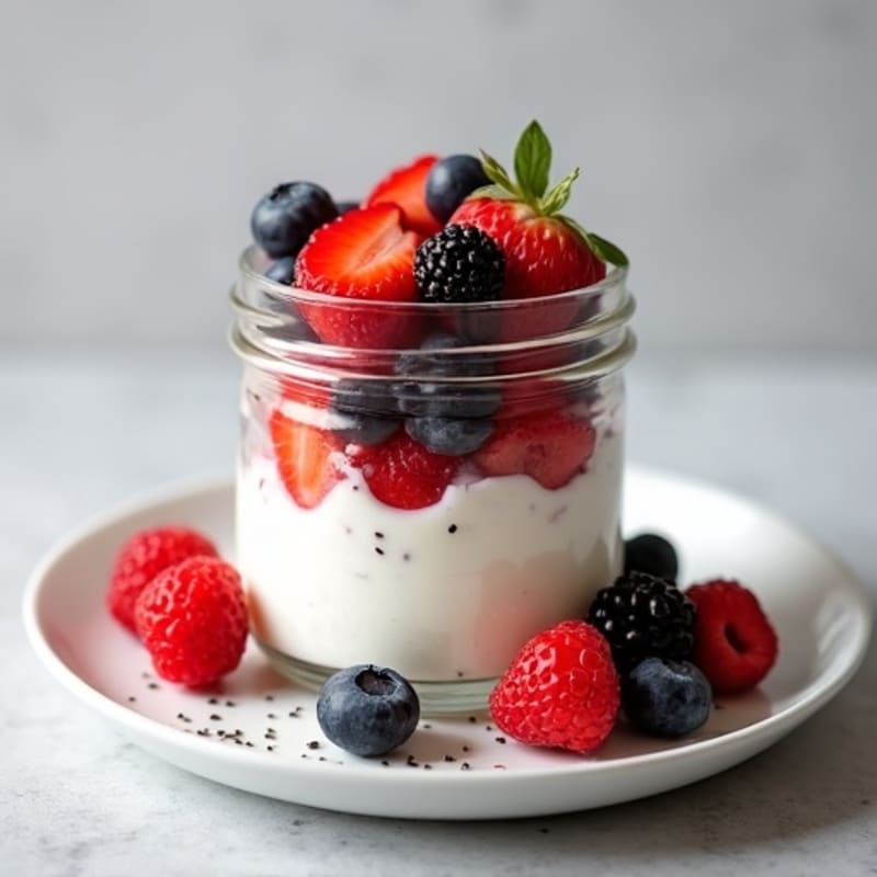 Greek Yogurt Parfait with Fresh Berries and Chia Seeds