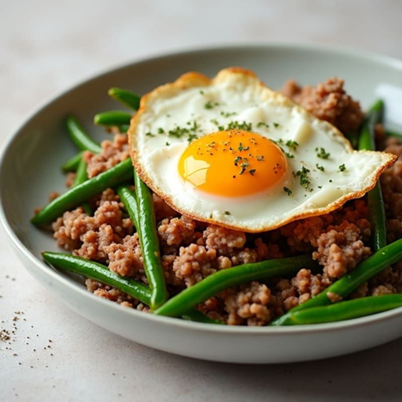 Savory Ground Pork and Crispy Green Bean Skillet