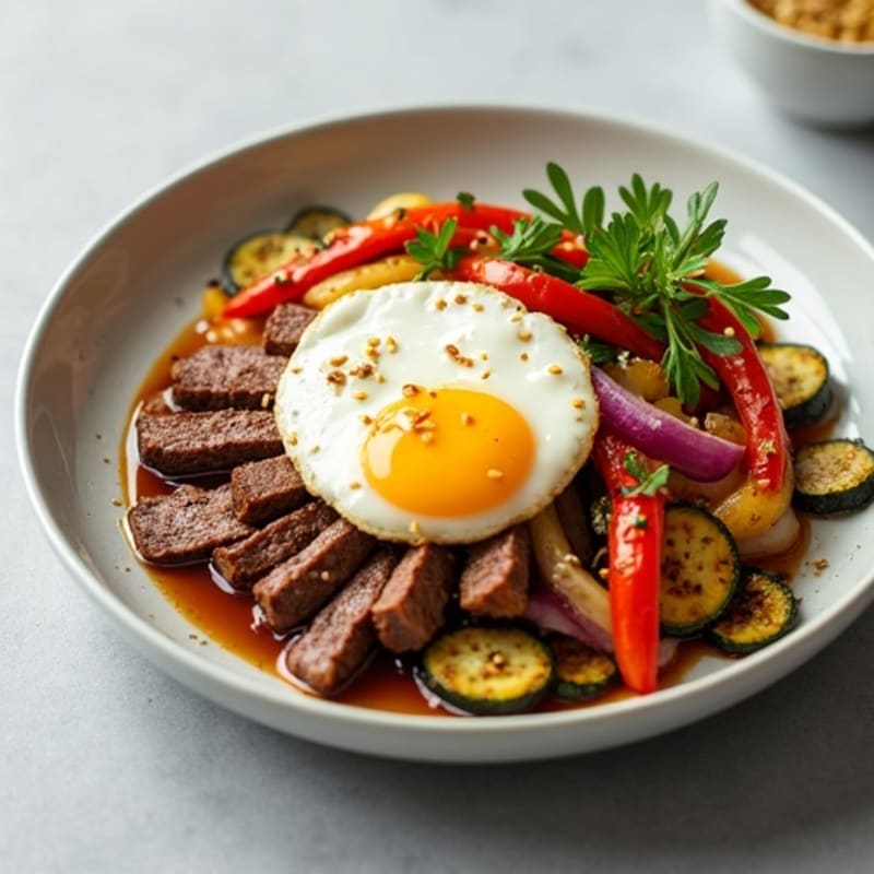 Sweet-Savory Sesame Beef with Charred Vegetables