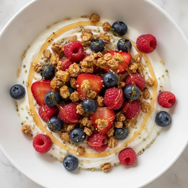 Greek Yogurt Protein Parfait with Mixed Berries