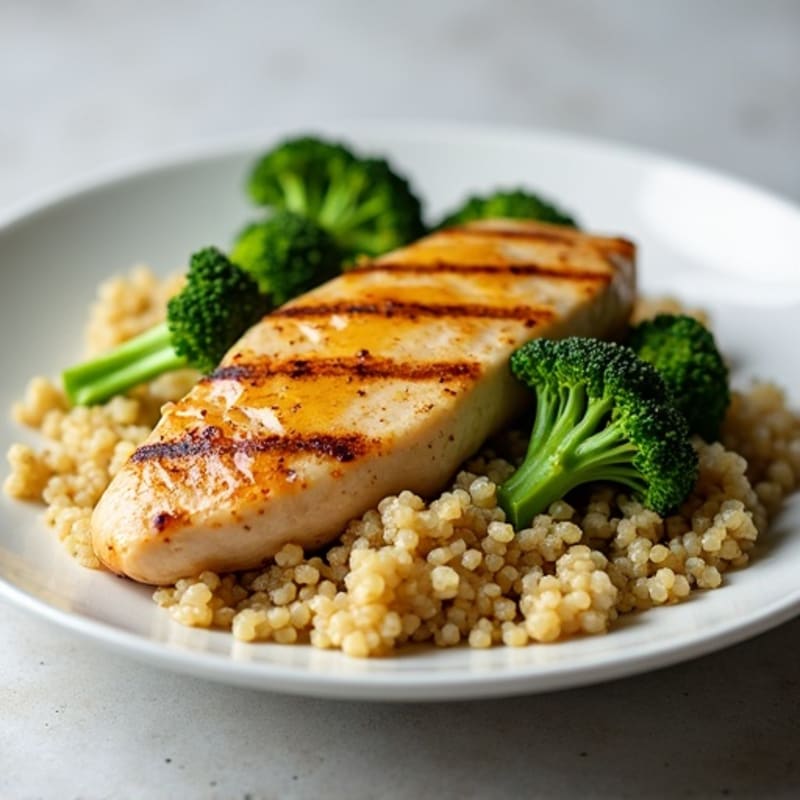 Grilled Chicken Breast with Roasted Broccoli and Quinoa