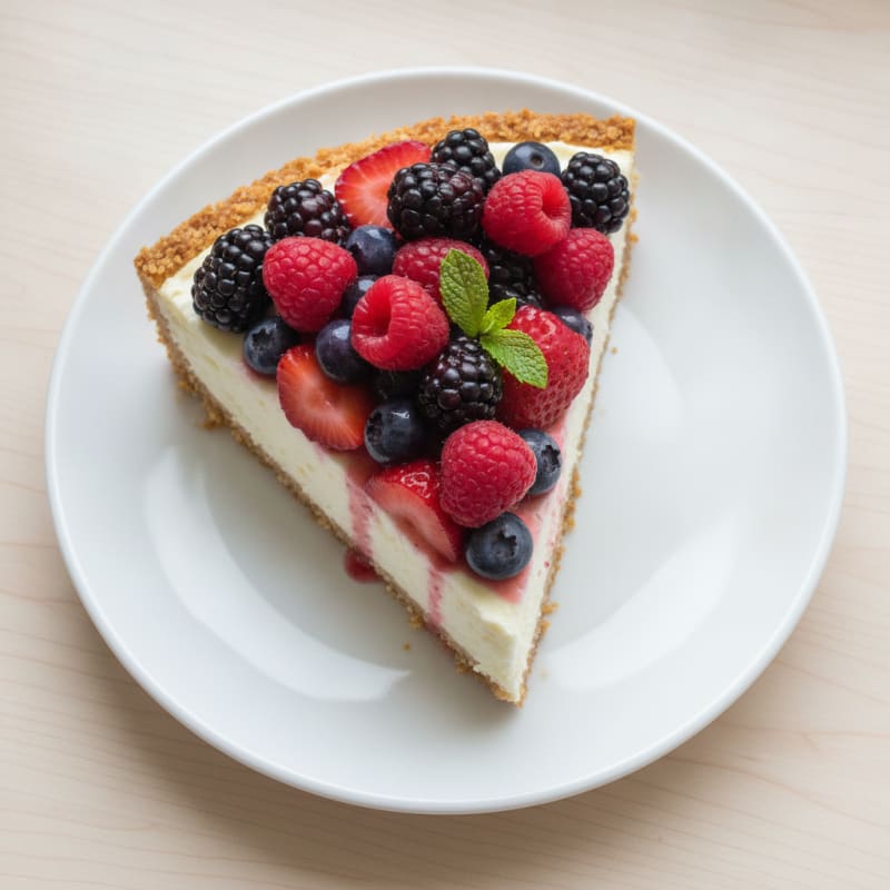 Greek Yogurt Protein Cheesecake with Mixed Berries