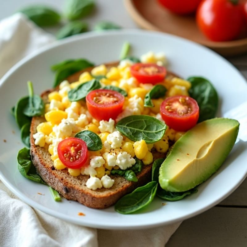Egg White and Spinach Scramble with Cottage Cheese and Cherry Tomatoes