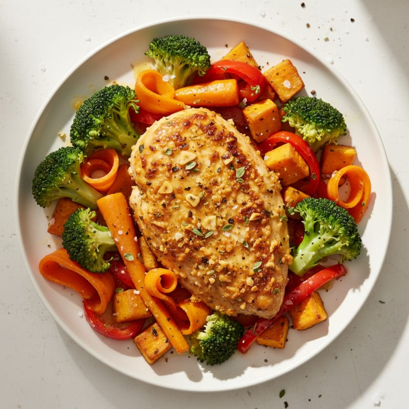 Crispy Lemon-Herb Roasted Chicken and Veggies