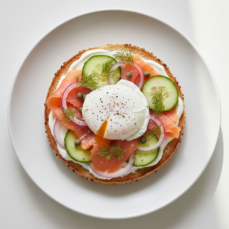 Smoked Salmon Everything Bagel Sandwich