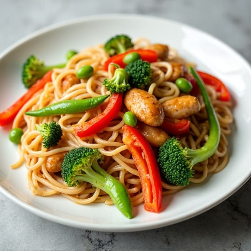 Savory Chicken and Fresh Vegetable Noodle Stir-Fry