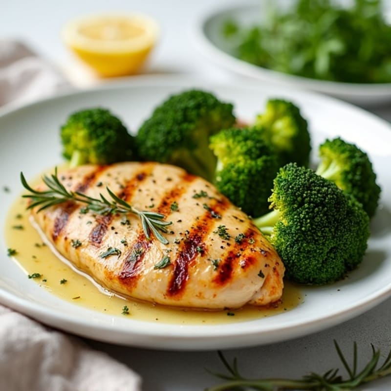 Lemon Herb Grilled Chicken with Roasted Broccoli