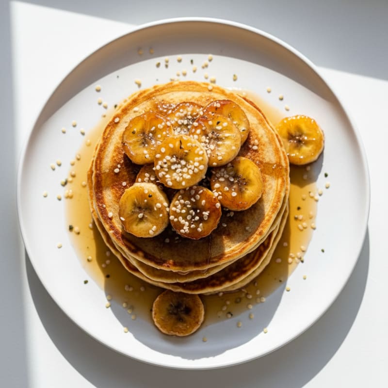 Golden Caramelized Banana Pancakes