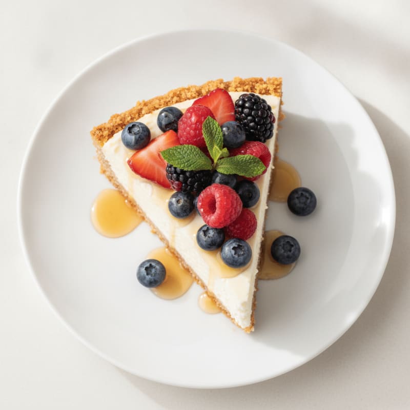 Greek Yogurt Protein Cheesecake with Mixed Berries