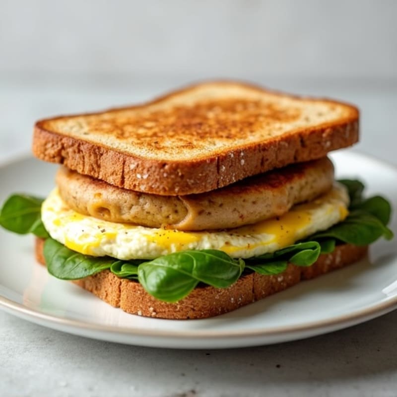 Egg White and Chicken Sausage Sandwich with Spinach and Avocado