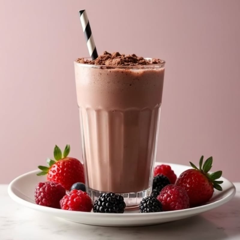 Chocolate Protein Shake with Silken Tofu and Berries