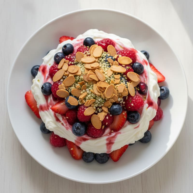 Greek Yogurt Protein Parfait with Mixed Berries and Whey Protein