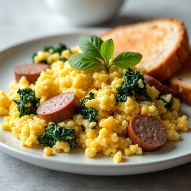Egg White and Turkey Sausage Scramble with Spinach