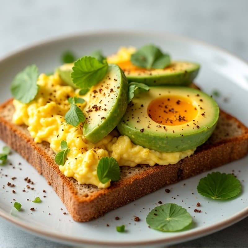 Avocado Scrambled Eggs on Whole Wheat Toast