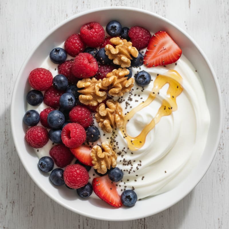 Greek Yogurt Bowl with Fresh Berries and Chia Seeds