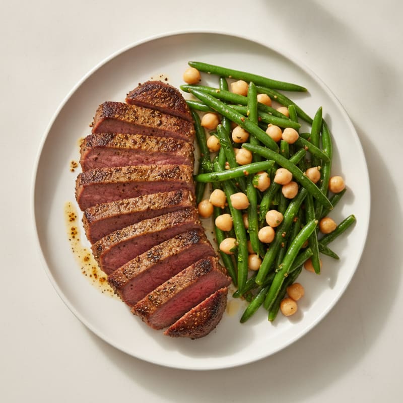 BBQ Steak with Green Bean and Chickpea Salad