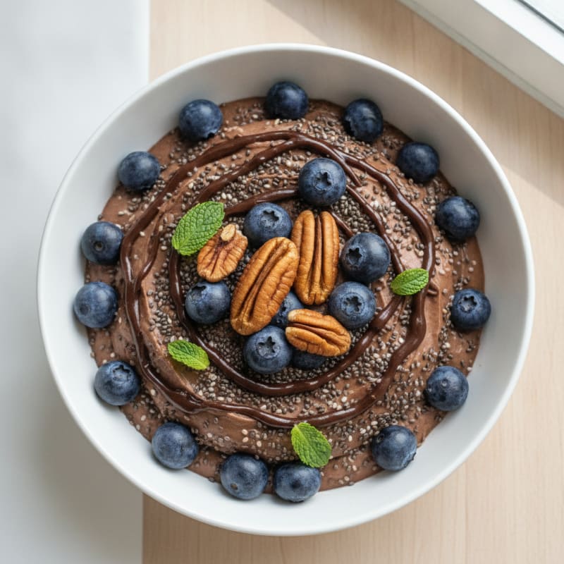 Greek Yogurt Parfait with Chocolate Protein and Chia