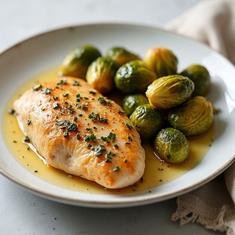 Lemon Herb Roasted Chicken with Crispy Brussels Sprouts