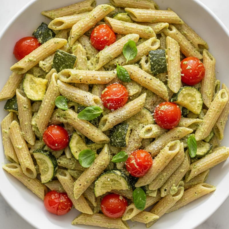 Roasted Vegetable and Pesto Pasta