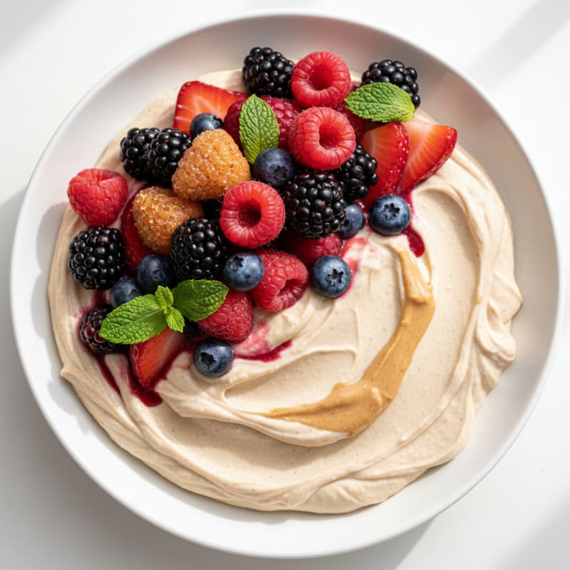Greek Yogurt Protein Mousse with Mixed Berries