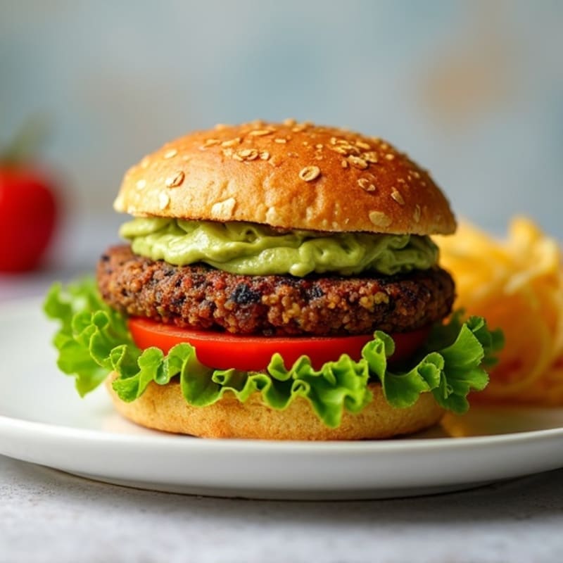 Crispy Black Bean Quinoa Burger with Avocado Spread