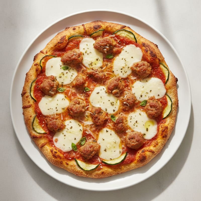 Chicken Sausage Pizza with Zucchini Crust