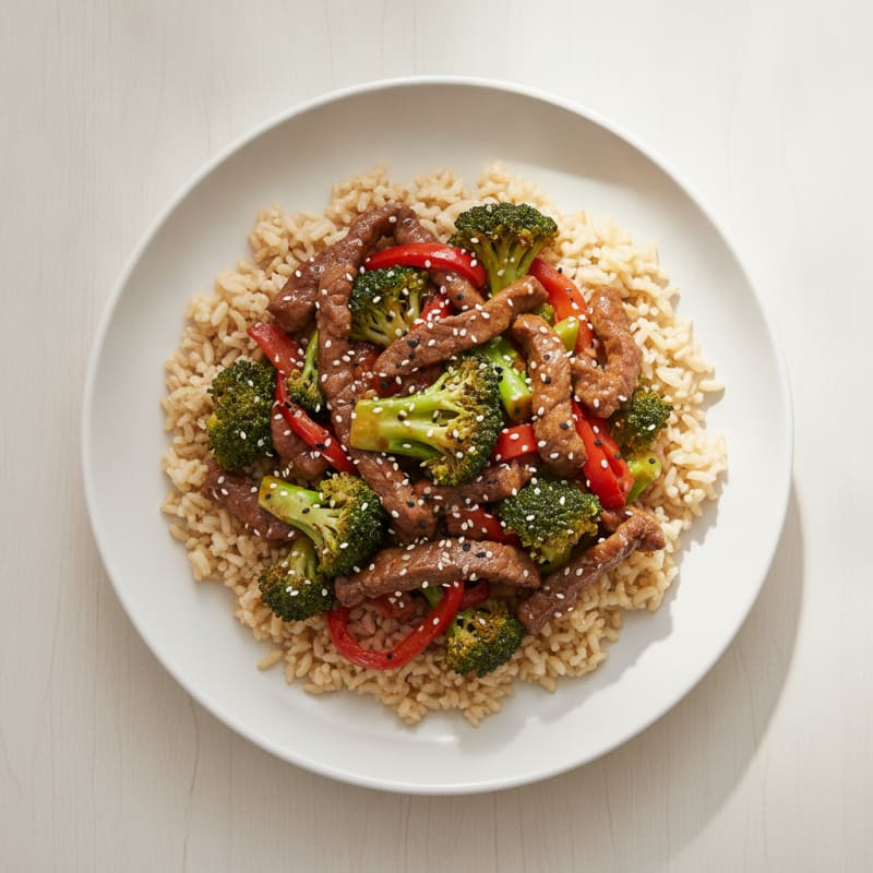 Lean Beef and Vegetable Stir Fry with Brown Rice