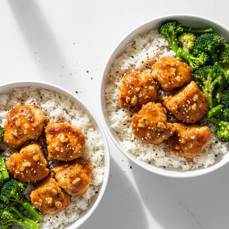 Crispy Honey-Garlic Chicken Bowls