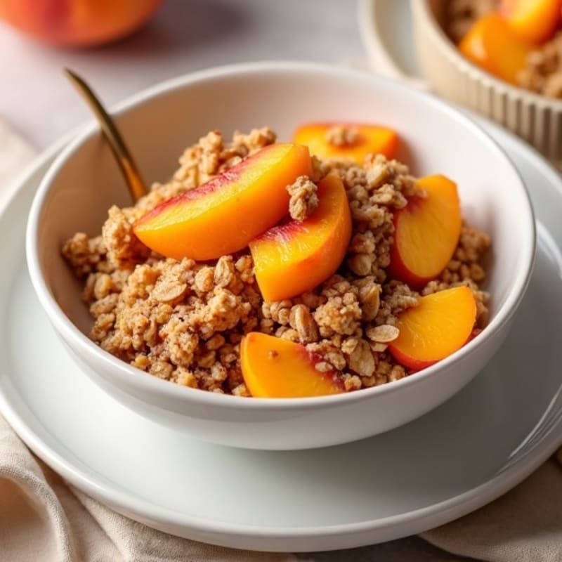 Warm Spiced Peach Crumble with Crispy Oat Topping