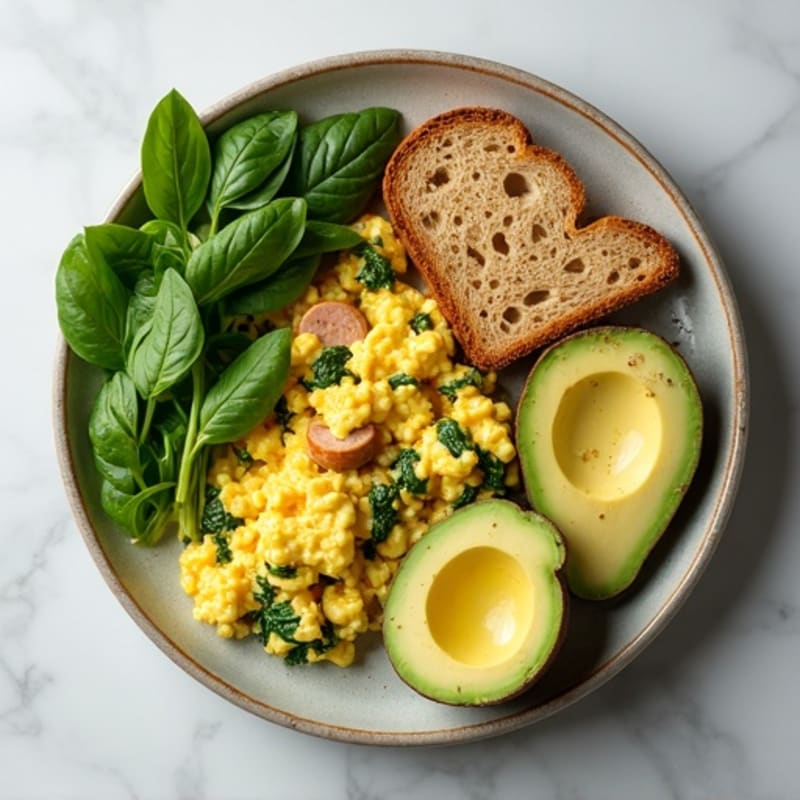 Egg White Scramble with Spinach and Turkey Sausage