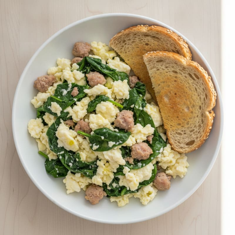 Egg White Scramble with Spinach and Turkey Sausage
