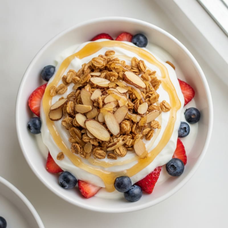 Creamy Greek Yogurt Parfait with Berries and Almonds