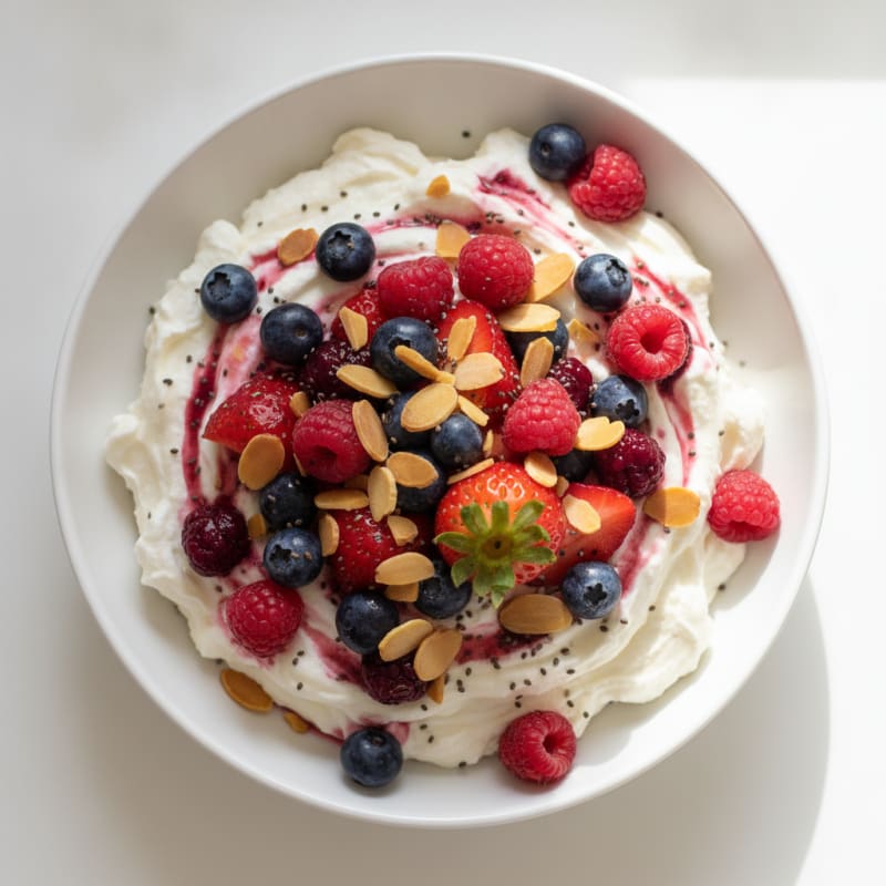 Creamy Greek Yogurt Protein Mousse with Mixed Berries