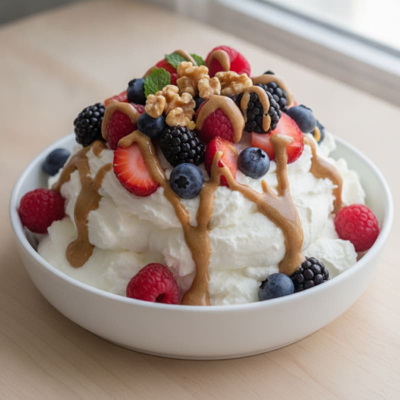 Greek Yogurt Protein Mousse with Mixed Berries
